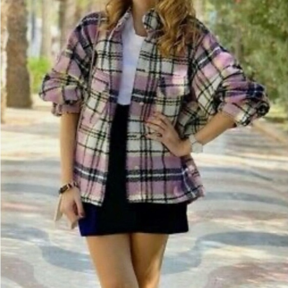 -SALE-Zara Blogger Favorite Lavender Plaid Oversized Shacket in size Medium - Picture 10 of 14